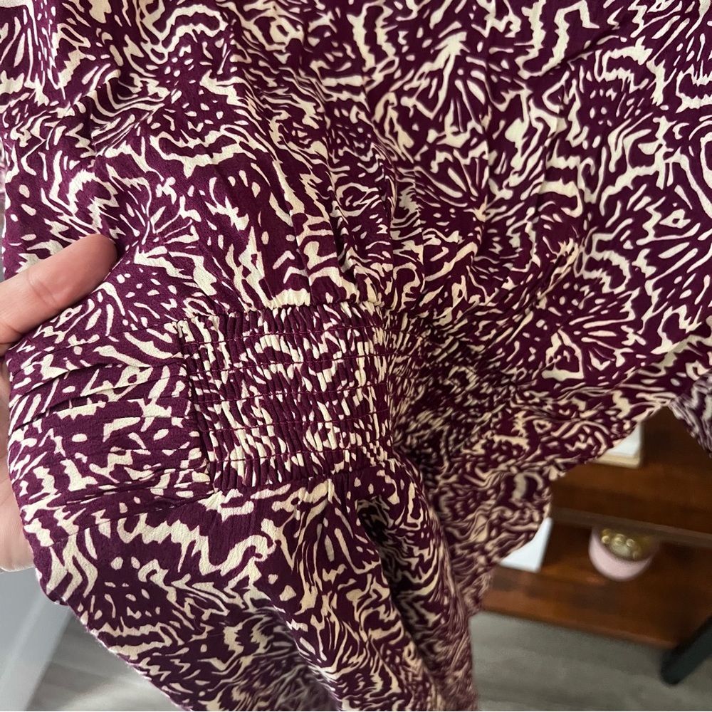 BA&SH Loa Midi dress in purple ivory print women’s size US 8 INT L - Picture 9 of 11
